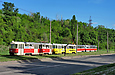 Tatra-T3SU #679-680 и 725-726 23-го маршрута на проспекте Тракторостроителей на перегоне между остановками "Улица Немышлянская" и "Южкабель"