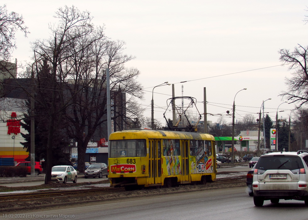 Tatra-T3SUCS #683 5-го маршрута на Московском проспекте возле станции метро "Защитников Украины"