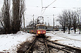 Tatra-T3SU #685-686 26-го маршрута поворачивает с проспекта Тракторостроителей на конечную станцию "Салтовская"