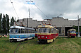 Tatra-T3SU #598, #685-686 и #652 возле производственного корпуса в Салтовском трамвайном депо