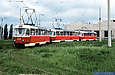 Tatra-T3SU #688-689-690 возле производственного корпуса в Салтовском трамвайном депо