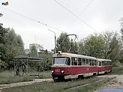 Tatra-T3SU #693-694 20-го маршрута на улице Клочковской подъезжает к остановке "Алексеевская балка"