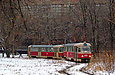 Tatra-T3SU #695-696 26-го маршрута на конечной станции "Станция Лосево"