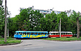Tatra-T3SU #695-696 26-го маршрута на Салтовском шоссе в районе дома №147