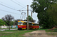 Tatra-T3SU #699-700 23-го маршрута на проспекте Тракторостроителей приближается к перекрестку с улицей Краснодарской