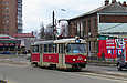 Tatra-T3SU #699 27-го маршрута на улице Молочной подъезжает к остановке "Проспект Гагарина"