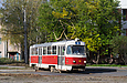 Tatra-T3SU #710 8-го маршрута выезжает с конечной "Улица Мухачёва" на улицу Морозова