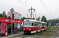 Tatra-T3SU #725-726 20-го маршрута на улице Клочковской перед отправлением от остановки "Улица Павловская"
