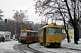 Tatra-T3SU #641-642 и #733-738 26-го маршрута на конечной станции "Парк им. Горького"