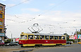 Tatra-T3SU #744 27-го маршрута поворачивает с Московского проспекта на площадь Восстания