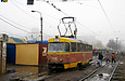 Tatra-T3SU #744 27-го маршрута на улице Героев труда возле одноименной станции метро