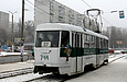 Tatra-T3SU #744 27-маршрута на улице Академика Павлова на остановке возле станции метро "Студенческая".