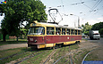 Tatra-T3SU #766 2-го маршрута поворачивает на улицу Академика Павлова из Салтовского переулка