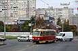 Tatra-T3SU #767 8-го маршрута поворачивает с улицы Плехановской на улицу Полевую