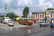Tatra-T3SU #770 2-го маршрута поворачивает с Бурсацкого спуска на улицу Клочковскую