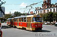 Tatra-T3SU #990-991 11-го маршрута на улице Свердлова возле бульвара Маршала Конева