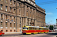Tatra-T3SU #992-993 20-го маршрута на улице Красноармейской в районе Привокзальной площади
