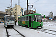 T3-ВПА #4108 2-го маршрута и Tatra-T3SU #312 6-го маршрута на конечной станции "602 микрорайон"