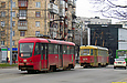 T3-ВПА #4109 8-го маршрута и Tatra-T3SU #3074 6-го машрута на улице Академика Павлова перед перекрёстком с проспектом Московским