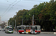 Tatra-T6A5 #4519 27-го маршрута поворачивает с Московского проспекта на улицу Академика Павлова