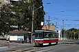 Tatra-T6A5 #4553 27-го маршрута на улице Москалевской возле выезда из Октябрьского трамвайного депо