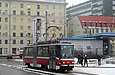Tatra-T6A5 #4563 5-го маршрута прибывает на конечную "Южный вокзал"
