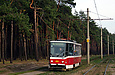 Tatra-T6A5 #4563 27-го маршрута на улице Героев труда в районе остановки "Сосновый бор"
