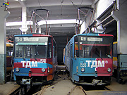 Tatra-T6B5 #1538 и #1541 в цеху Коминтерновского трамвайного депо