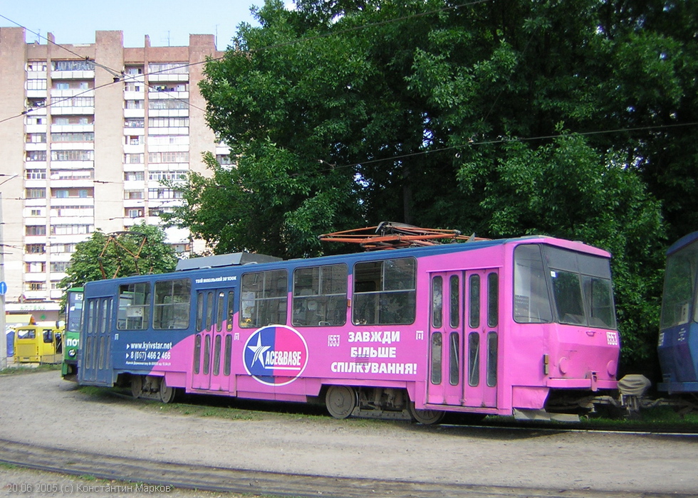 Tatra-T6B5 #1553 в составе СМЕ #1554-1553 5-го маршрута на конечной станции "Проспект Гагарина"