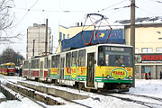 Tatra-T6B5 #1557-1558 6-го маршрута на конечной станции "602-й микрорайон"