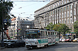 Tatra-T6B5 #4521 5-го маршрута поворачивает с площади Конституции на Московский проспект