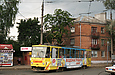 Tatra-T6B5 #4527 16-го маршрута поворачивает с улицы Шевченко на улицу Белецкого