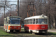Tatra-T6B5 #4535 8-го маршрута и Tatra-T3SU #3098 6-го маршрута на Салтовском шоссе возле конечной станции "602-й микрорайон"
