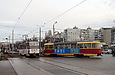 Tatra-T6B5 #4541 маршрута 16-А и Tatra-T3SU #515 27-го маршрута на улице Героев Труда возле одноименной станции метро