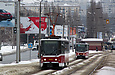 Tatra-T6A5 #4543 27-го маршрута и #4532 8-го маршрута на улице Академика Павлова возле перекрестка с Салтовским переулком