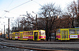 Tatra-T6B5 #4549-4550 5-го маршрута и #4561 8-го маршрута на конечной станции "Проспект Гагарина"