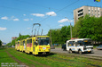 Tatra-T6B5 #4551-4552 5-го маршрута и ПАЗ-32054 гос.# АХ0171АА 102-го маршрута на проспекте Героев Сталинграда в районе кинотеатра "Салют"