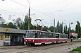 Tatra-T6B5 #4551 8-го маршрута и #4561 27-го маршрута на улице Академика Павлова перед отправлением от остановки "Сабурова дача"