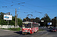 Tatra-T6B5 #4554 маршрута 27-Г поворачивает с улицы Семиградской в одноименный въезд