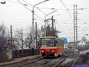 Tatra-T6B5 #4555 27-го маршрута на улице Моисеевской следует по одноименному мосту