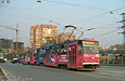 Tatra-T6B5 #4561-4562 5-го маршрута на улице 1-й Конной Армии проходит по мосту через станцию Левада