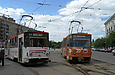 Tatra-T6B5 #4561 и #4563 5-го маршрута на площади Розы Люксембург