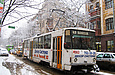 Tatra-T6B5 #4563 5-го маршрута на улице Пушкинской возле перекрестка с улицей Ольминского