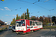 Tatra-T6B5 #4565 30-го маршрута поворачивает с проспекта Тракторостроителей на улицу Героев труда