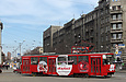 Tatra-T6B5 #4565 5-го маршрута выезжает с конечной станции "Южный вокзал" на улицу Красноармейскую