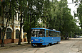 Tatra-T6B5 #4566 5-го маршрута на улице Молодой Гвардии