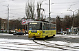 Tatra-T6B5 #4566 маршрута 16-А поворачивает с улицы Героев труда на проспект Тракторостроителей