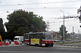 Tatra-T6B5 #4569 27-го маршрута поворачивает с улицы Академика Павлова на Московский проспект
