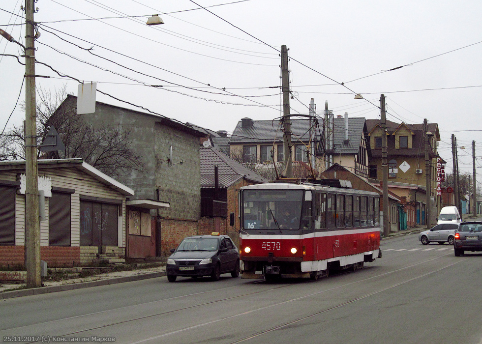 Tatra-T6B5 #4570 маршрута 16-А на улице Веринской