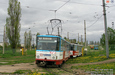 Tatra-T6B5 #4573-4546 при выезде из ворот Салтовского трамвайного депо